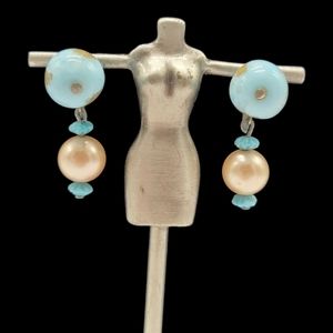 Vintage 1950's Screw Back Clip Pearl Drop Earrings